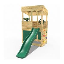 Children's Wooden Lookout Tower Playhouse with 6ft Slide - Max Set - Rebo