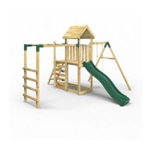 Rebo - Extended Tower Wooden Climbing Frame with Swings & Slide - Arvon