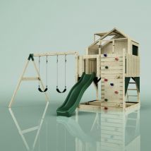 Rebo PolarPlay Kids Climbing Tower & Playhouse - Swing Elof Green