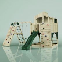 Polarplay - Rebo Kids Climbing Tower & Playhouse – Climb & Swing Runa Green - Brown