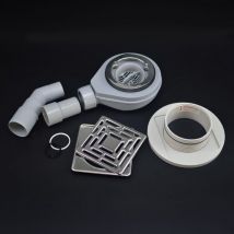 receptor de 120x120x4cm listo para azulejo ducha + sifón y rejilla de acero inoxidable