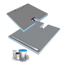 Wedi - Receveur à carreler 120 x 100 cm Fundo Plano Linea écoulement linéaire & bonde intégrée + kit d'étanchéité