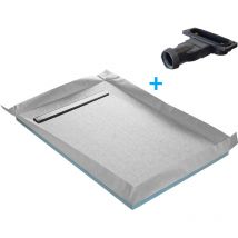 Receveur de douche à carreler caniveau 4 pentes + natte étanche + siphon ultra plat - 185 x 90 cm