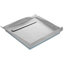 Receveur de douche à carreler caniveau 4 pentes + natte étanche + siphon ultra plat - 90 x 90 cm