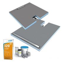 Receveur à carreler 120 x 90 cm Wedi Fundo Plano Linea - écoulement linéaire sortie sur le coté + kit d'étanchéité + Wedi 320