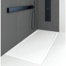 Receveur de douche 90 x 120 cm extra plat QUORE en résine surface ardoisée blanc