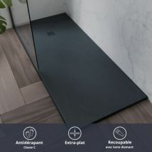 Cuisibane - Receveur de douche 170x70 cm extra plat - diamant- Gris anthracite
