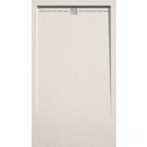 Mirlo - Receveur de douche 70x70 cm extra plat arco en résine surface ardoisée beige Grille beige