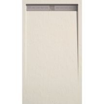 Mirlo - Receveur de douche 70x110 cm extra plat arco en résine surface ardoisée beige Grille inox