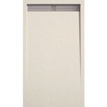 Receveur de douche 70x80 cm extra plat arco en résine surface ardoisée beige Grille inox
