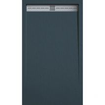 Receveur de douche 70x80 cm extra plat arco en résine surface ardoisée anthracite Grille inox