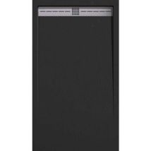 Receveur de douche 70x70 cm extra plat arco en résine surface ardoisée noir Grille inox