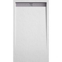 Receveur de douche 80x120 cm extra plat arco en résine surface ardoisée blanc Grille blanche