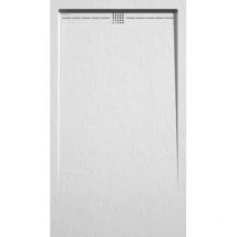Receveur de douche 80x200 cm extra plat arco en résine surface ardoisée blanc Grille blanche