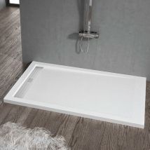 Stano. - Receveur de douche 80 x 110 cm extra plat elite en résine surface ardoisée blanc