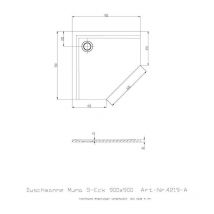 Hoesch - Receveur de douche pentagonal muna ultra-plat 900 x 900 x 30 mm blanc