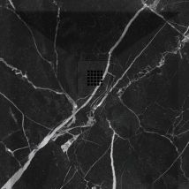 Receveur de douche 90x160 cm extra plat dekor en résine finition marbre noir