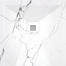 Receveur de douche 80x100 cm extra plat DEKOR en résine finition marbre blanc