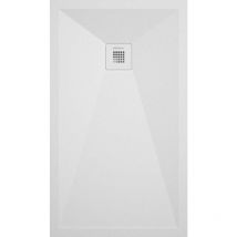 Receveur de douche 90x140 cm extra plat onda en résine surface ardoisée blanc Grille blanche