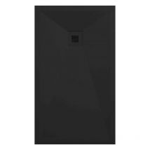 Stano. - Receveur de douche 80x120 cm extra plat onda en résine surface ardoisée noir Grille noire