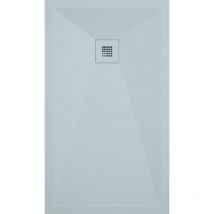 Receveur de douche 100x150 cm extra plat onda en résine surface ardoisée gris cendre Grille inox