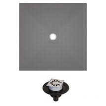 Receveur de douche à carreler 100 x 100 Wedi Fundo Primo carré écoulement centrée + bonde horizontale