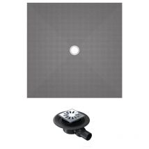 Wedi - Receveur de douche à carreler 90 x 90 Fundo Primo carré écoulement centrée + bonde horizontale