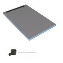 Receveur de douche à carreler 160 x 100 cm Wedi Fundo Riolito Neo avec écoulement horizontal + barrette de finition 70 cm
