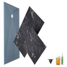 Receveur de douche à carreler 180 x 90 Wedi Fundo primo + revêtement Top marble black + colle + bonde verticale + kit étancheité