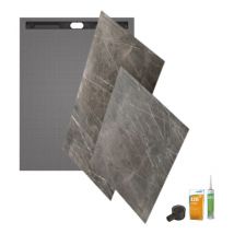 Receveur de douche à carreler 120 x 90 Wedi Fundo riolito neo + revêtement Top marble grey brown + colle + ecoulement linéaire vertical + kit