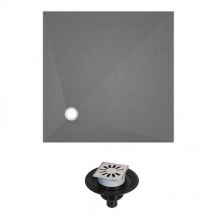 Wedi - Receveur de douche à carreler 90 x 90 Fundo Primo carré écoulement excentré + bonde verticale