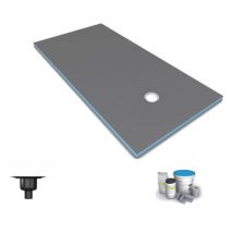 Receveur de douche à carreler 200 x 100 Wedi Fundo Primo rectangle écoulement excentré + bonde verticale + kit d'étanchéité