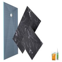 Receveur de douche à carreler 120 x 90 Wedi Fundo primo + revêtement Top marble black + colle
