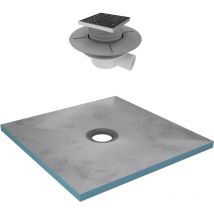 Aurlane - Receveur de Douche à Carreler 90x90 cm avec Bondes à Sortie Horizontale - Grille Inox