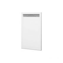 Receveur de douche avec demi-cadre modèle Bidai texture ardoise. blanc, Siphon en cadeau 80X160 Ral 9003