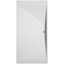 Kroos - Receveur de douche Blanc, finition Ardoise Stone side, grille de couleur - 160 x 80 cm