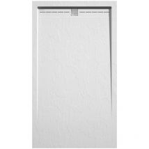Receveur de douche Blanc, finition Ardoise Stone cach, grille de couleur - 140 x 80 cm