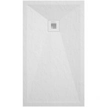 Receveur de douche blanc finition ardoise Stone Plus, grille de couleur - 100 x 90 cm