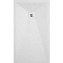 Kroos - Receveur de douche blanc finition ardoise Stone Plus, grille de couleur - 140 x 80 cm