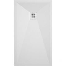 Kroos - Receveur de douche blanc lisse Stone Plus, grille de couleur - 160 x 80 cm