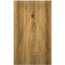Kroos - Receveur de douche Chêne, finition Lisse Stone 3D, grille de couleur - 210 x 90 cm
