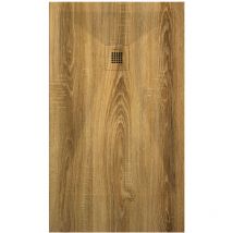 Kroos - Receveur de douche Chêne, finition Lisse Stone 3D, grille de couleur - 200 x 90 cm