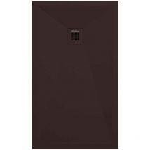 Kroos - Receveur de douche chocolat lisse Stone Plus, grille de couleur - 120 x 90 cm
