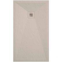 Kroos - Receveur de douche crème ardoise Stone Plus, grille de couleur - 110 x 100 cm