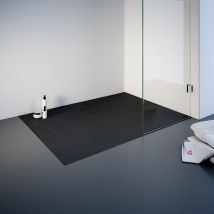 Receveur de douche de plain-pied, décor effet Pierre anthracite, résine minérale Schulte rectangle 90 x 120 cm