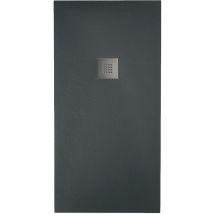 Hdcasa - Piatto doccia effetto pietra 80x100 Antracite marmoresina pieno Piletta inclusa