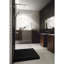 Otitec - Receveur de douche en acrylique noir - structure en pierre - carré - jamaica - 90 x 90 - noir