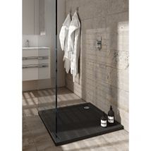 Otitec - Receveur de douche en acrylique noir - structure en pierre - carré - zaher - 80 x 80 - noir