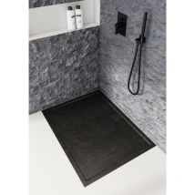 Otitec - Receveur de douche en acrylique noir - structure en pierre - rectangulaire - quanti - 120 x 80 - noir