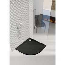 Receveur de douche en acrylique noir - structure en pierre - semi circulaire R55 - CRES - 80 x 80